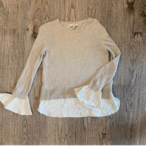 LOFT wool ruffle cuff 2 in 1 sweater